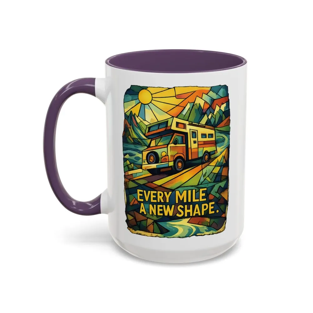Accent Coffee Mug (11, 15oz) — "Every Mile A New Shape" Design Cubic-Line