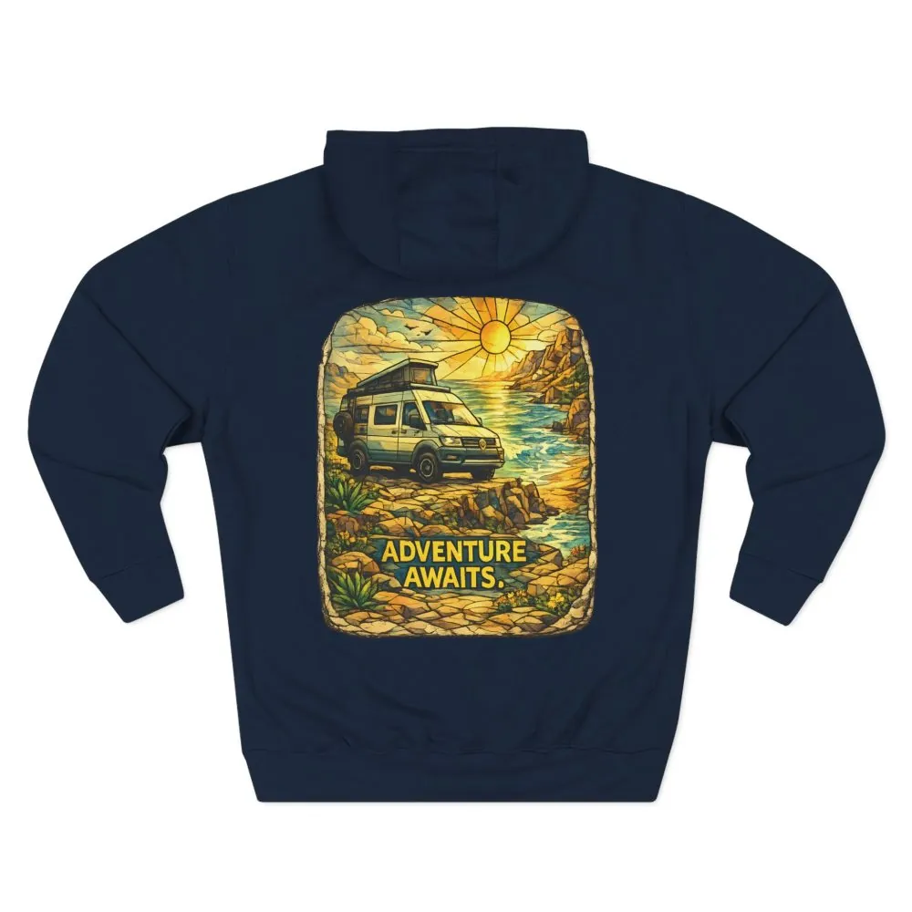 15464191851220656225_2048.jpeg Three-Panel Fleece Hoodie - "Adventure Awaits" Design Cubic-Line