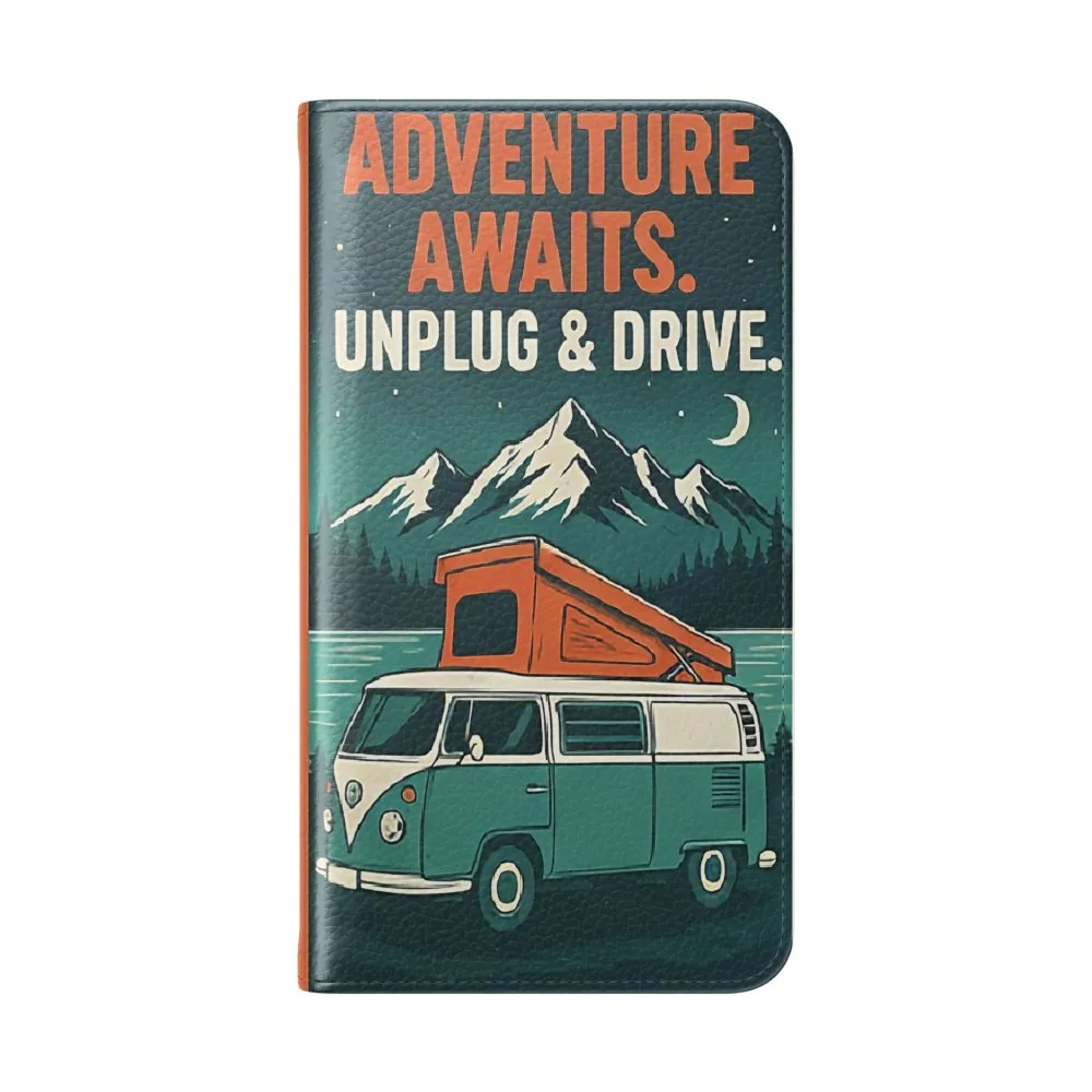 Flip Phone Case — "Adventure Awaits, Fuel Your Journey, Not the WiFi" Wallet Cover