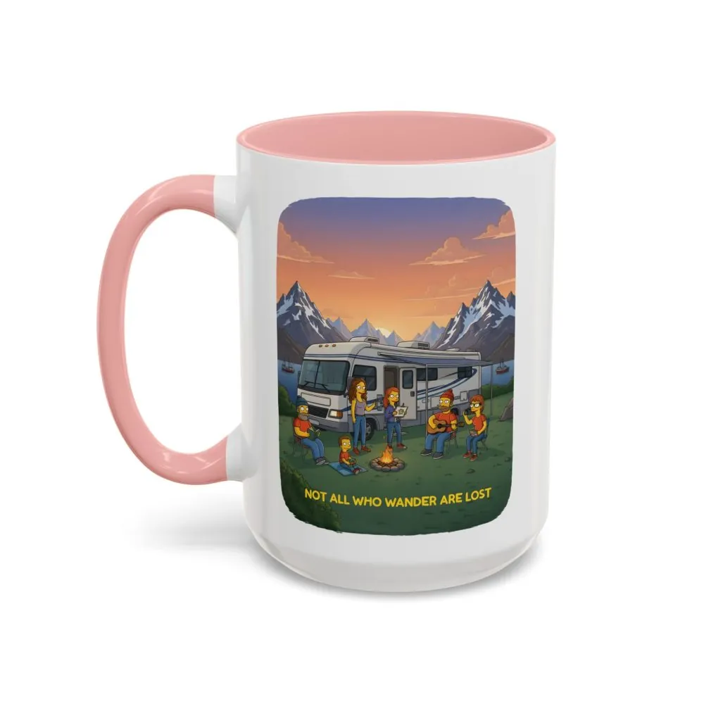 Accent Coffee Mug (11, 15oz) — "Not All Who Wander Are Lost" Design Sitcom-Line