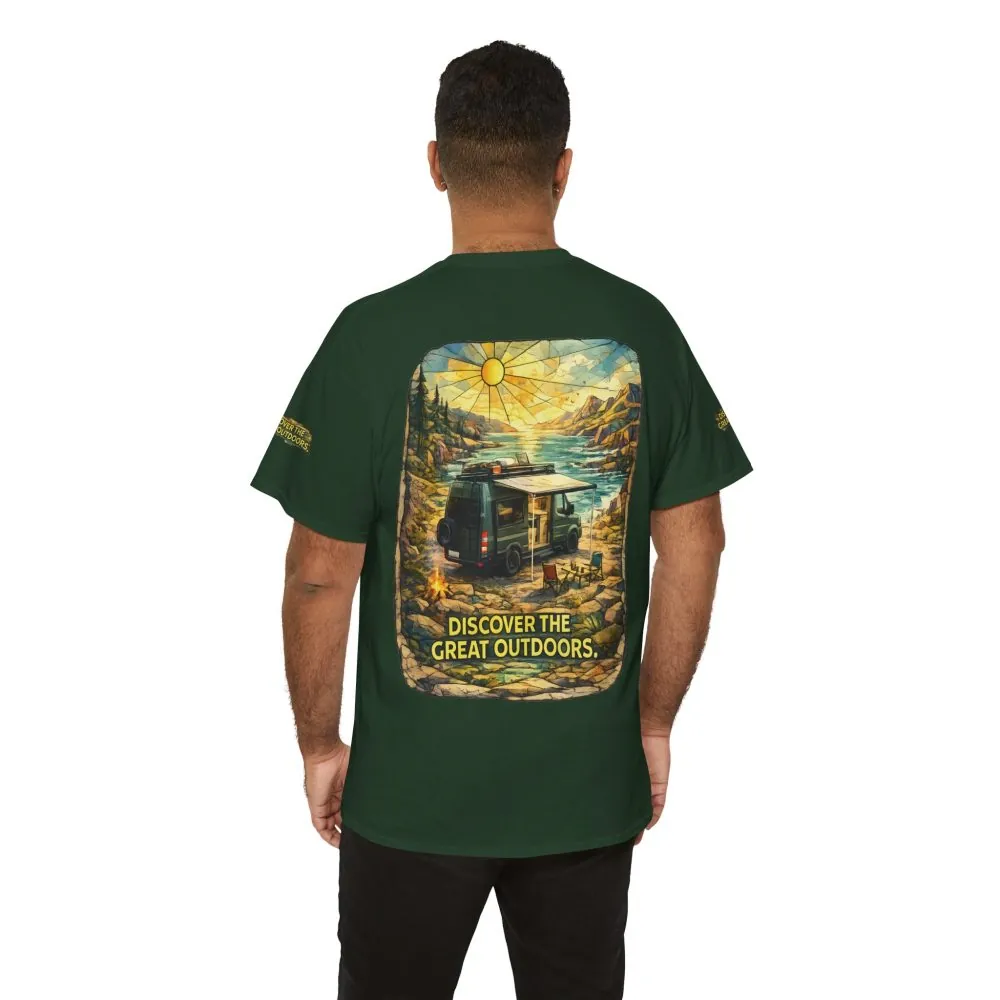 15484791318680048423_2048.jpeg Unisex Heavy Cotton Tee — "Discover The Great Outdoors" Design Cubic-Line