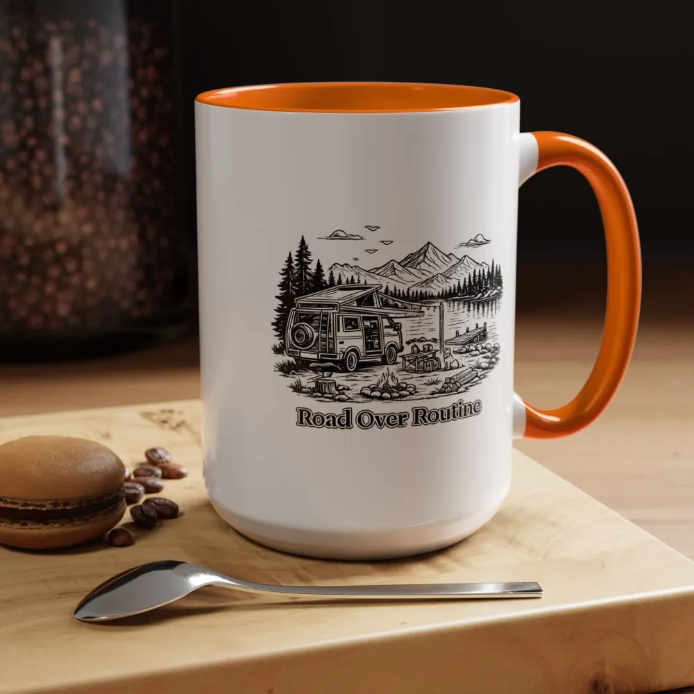 15490606833094333212_2048.jpeg Accent Coffee Mug (11, 15oz) — "Road Over Routine" Design Minimal-Line