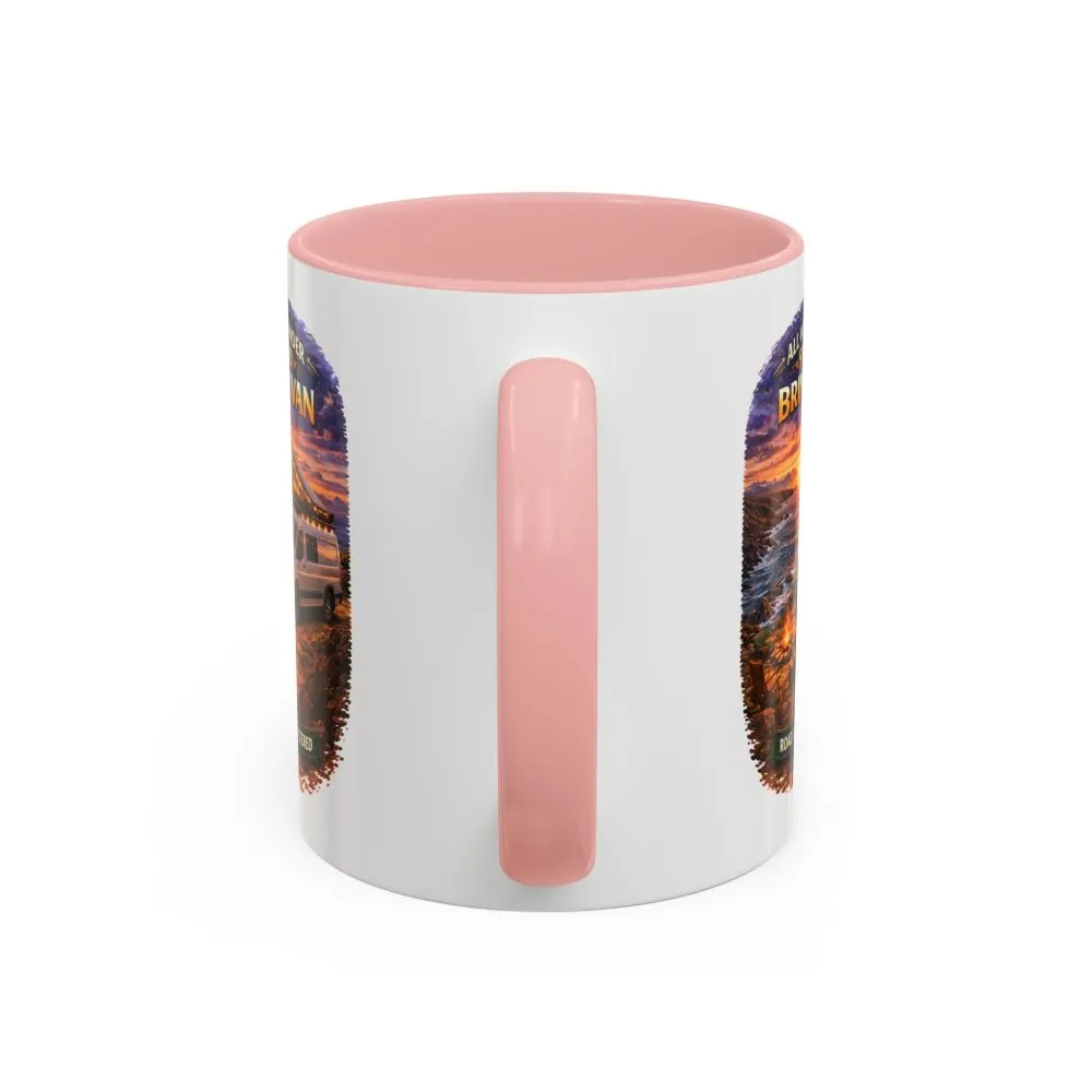 Accent Coffee Mug (11, 15oz) — "All Who wander Should Bring A Van" Design Scenic-Line