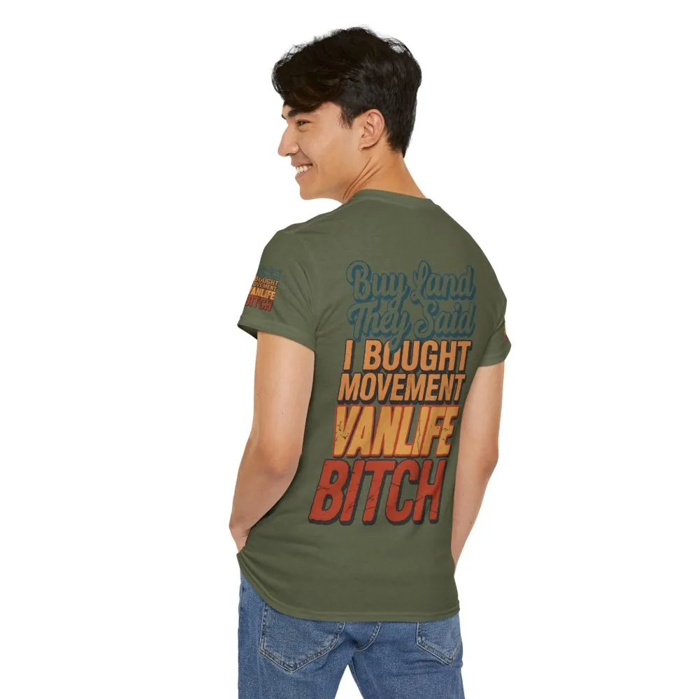 Unisex Heavy Cotton Tee — "Buy Land They Said" Design F**K-Line