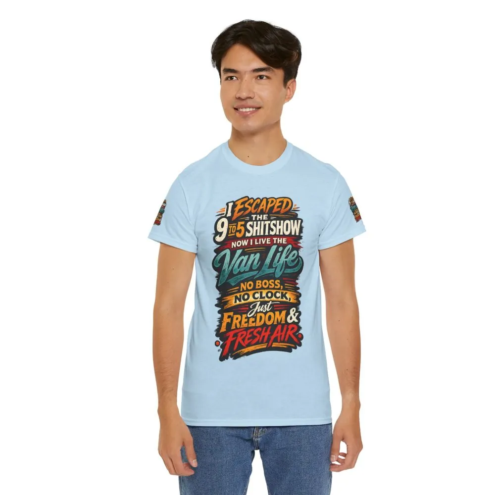 Unisex Heavy Cotton Tee — "I Escaped The 9 To 5" Design F**K-Line