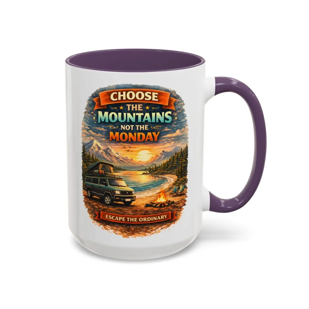 Accent Coffee Mug (11, 15oz) — "Choose The Mountens" Design Scenic-Line