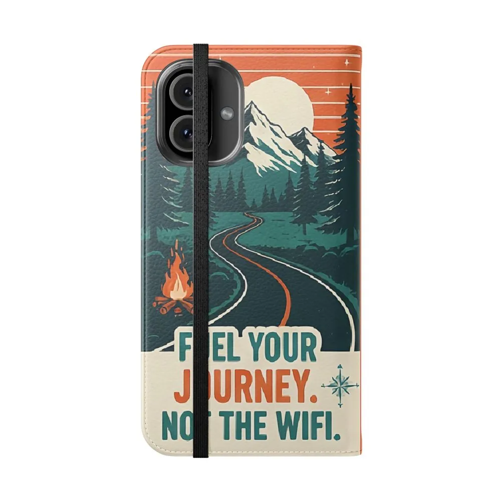 Flip Phone Case — "Adventure Awaits, Fuel Your Journey, Not the WiFi" Wallet Cover