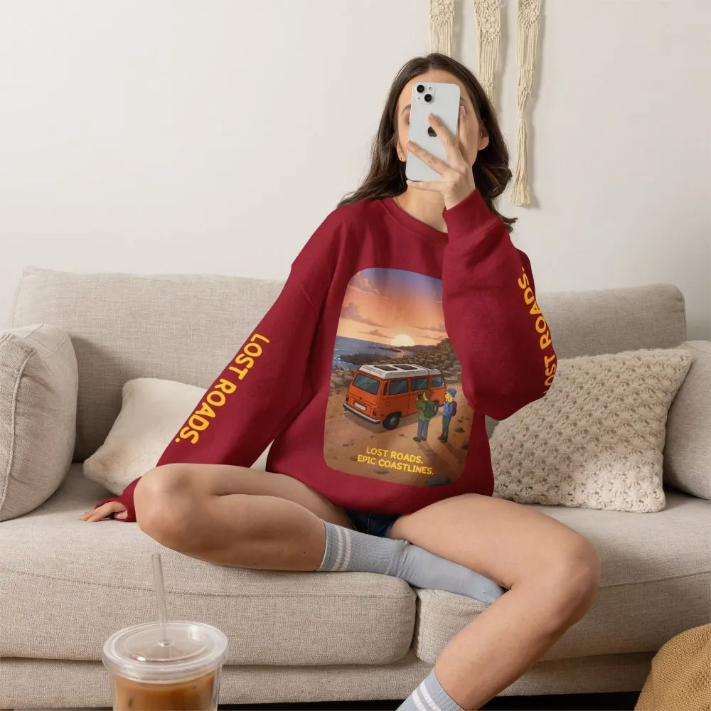 15526838257435925116_2048.jpeg Unisex Heavy Blend™ Crewneck Sweatshirt — "Lost Roads Epic Coastlines" Design Sitcom-Line