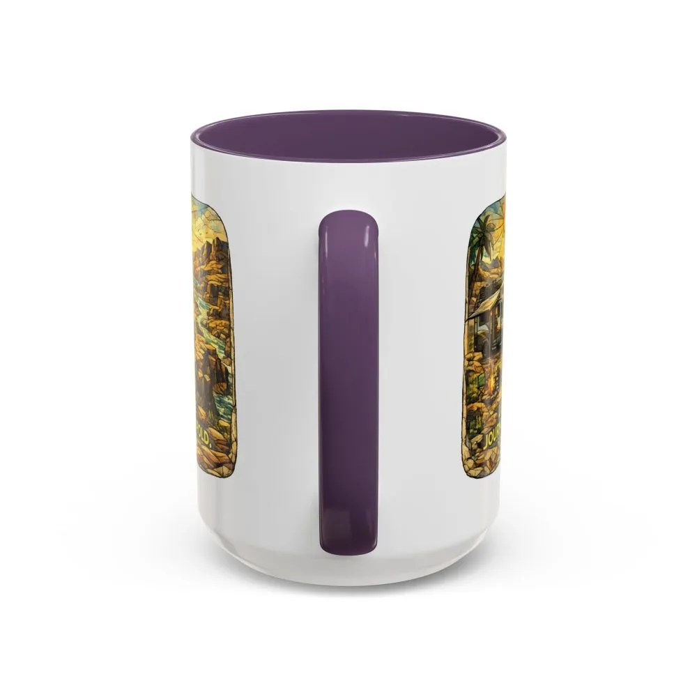 Accent Coffee Mug (11, 15oz) — "Let The Journey Unfold" Design Cubic-Line