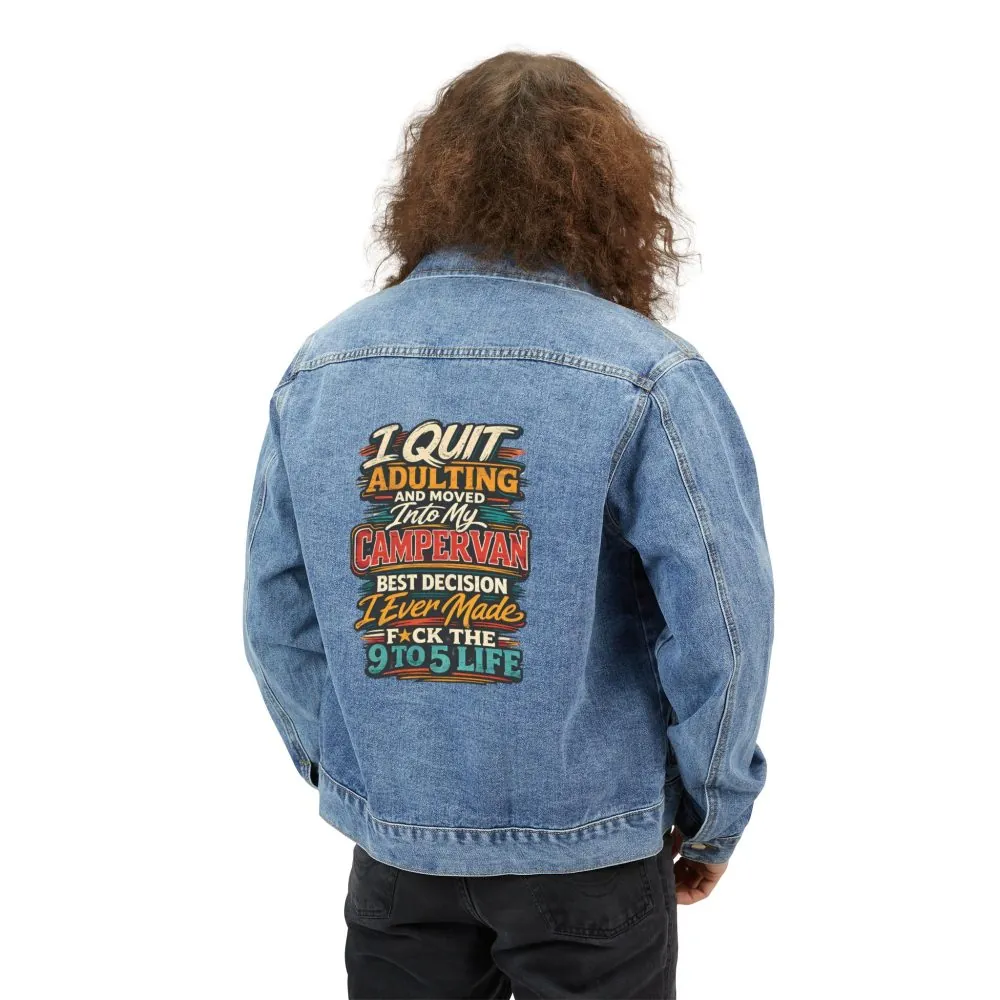 Men's Denim Jacket — "I Quit Adulting" Design F**K-Line