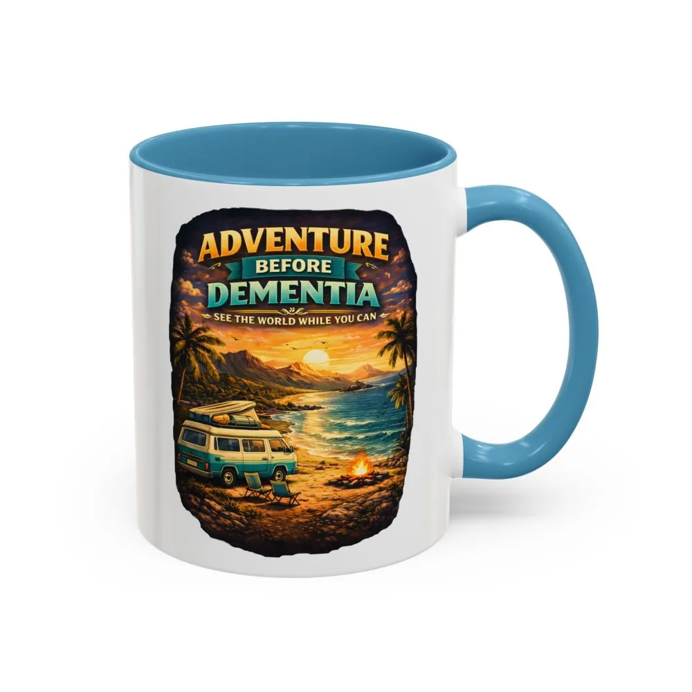 Accent Coffee Mug (11, 15oz) — "Adventure Before Dementia" Design Scenic-Line