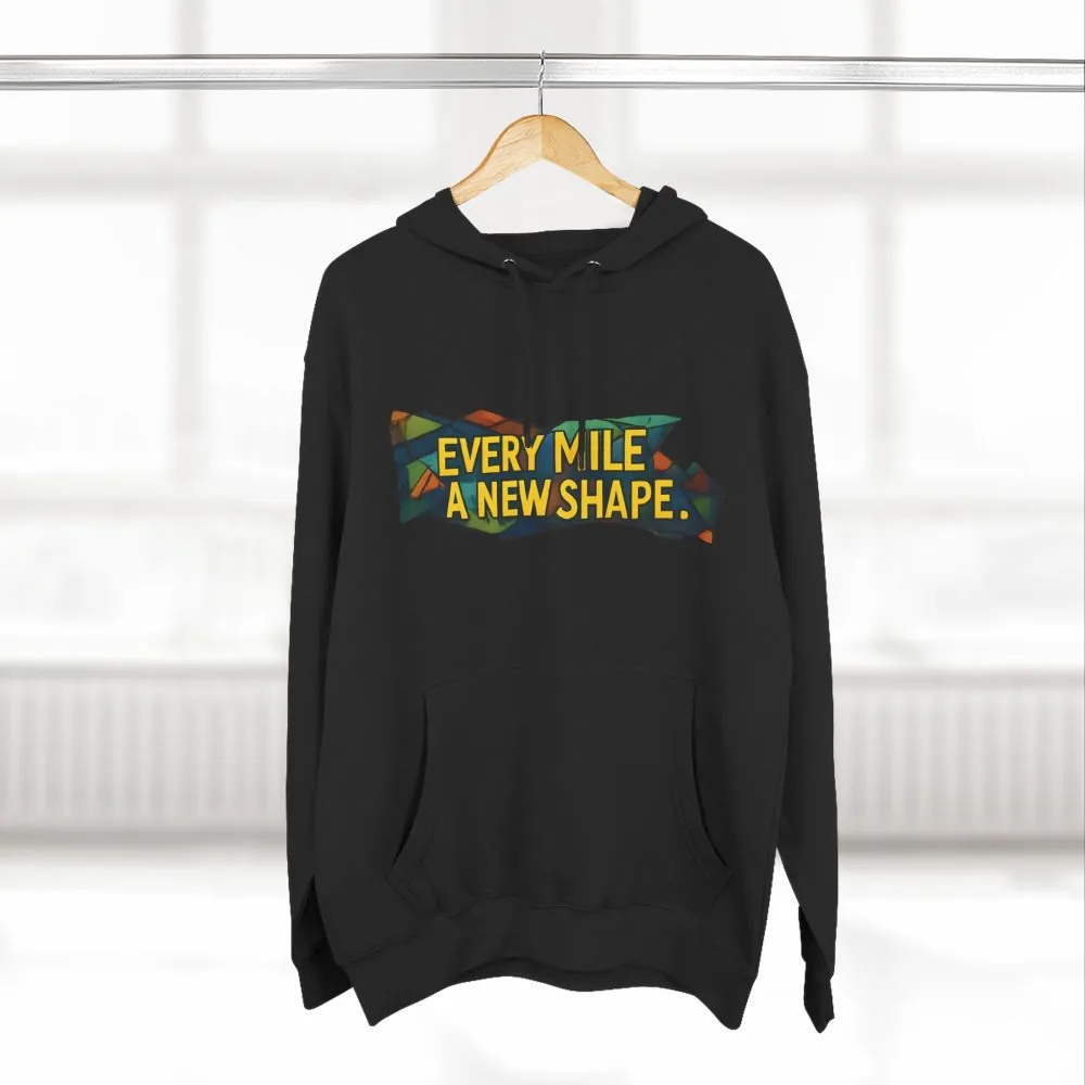15569195193379586578_2048.jpeg Three-Panel Fleece Hoodie - "Every Mile A New Shape" Design Cubic-Line
