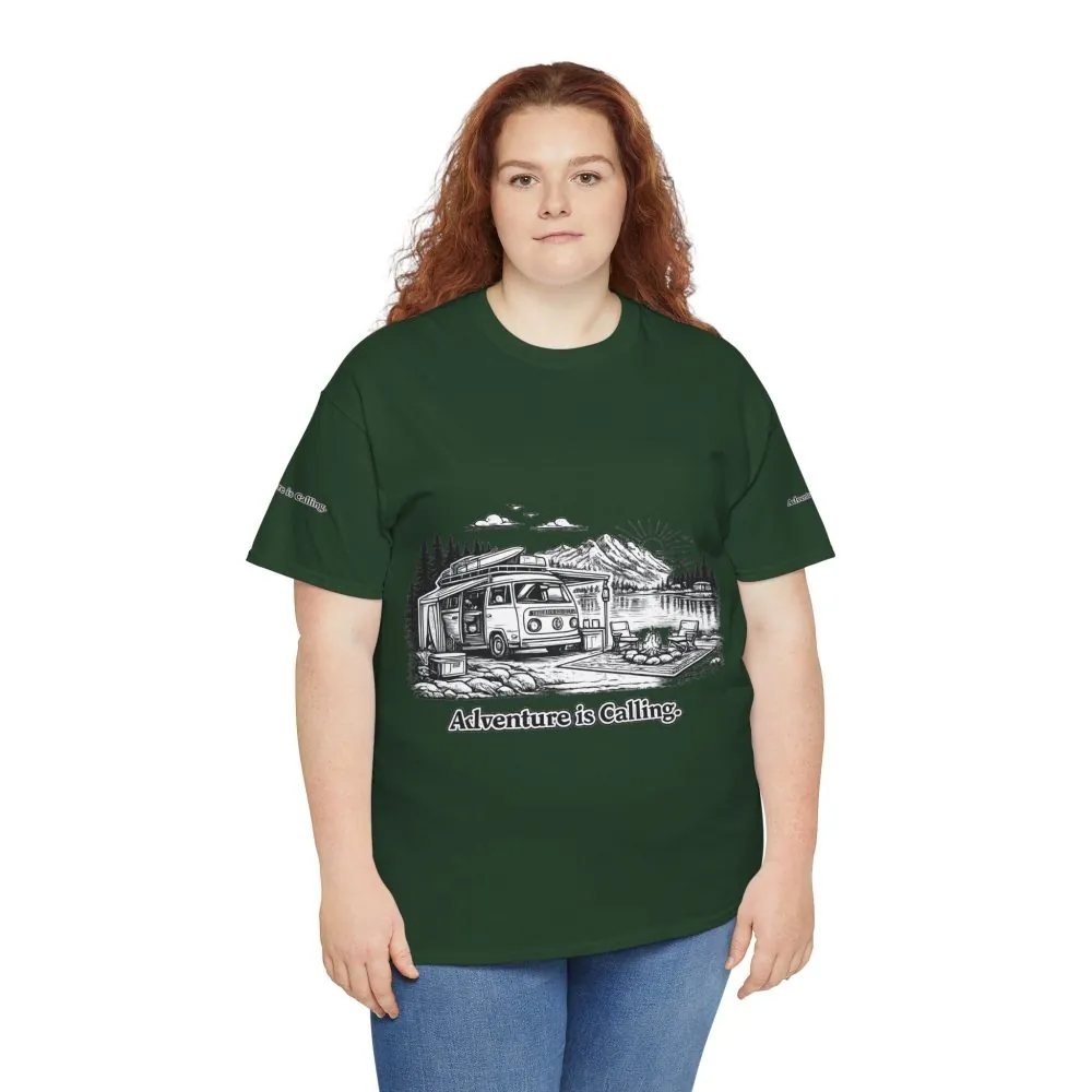 15581671245527625756_2048.jpeg Unisex Heavy Cotton Tee — "Adventure Is Calling" Design Minimal-Line