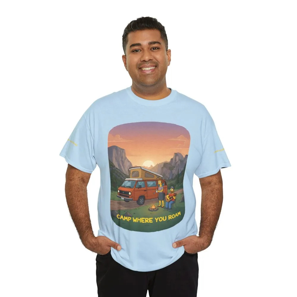 Unisex Heavy Cotton Tee — "Camp Where You Roam" Design Sitcom-Line