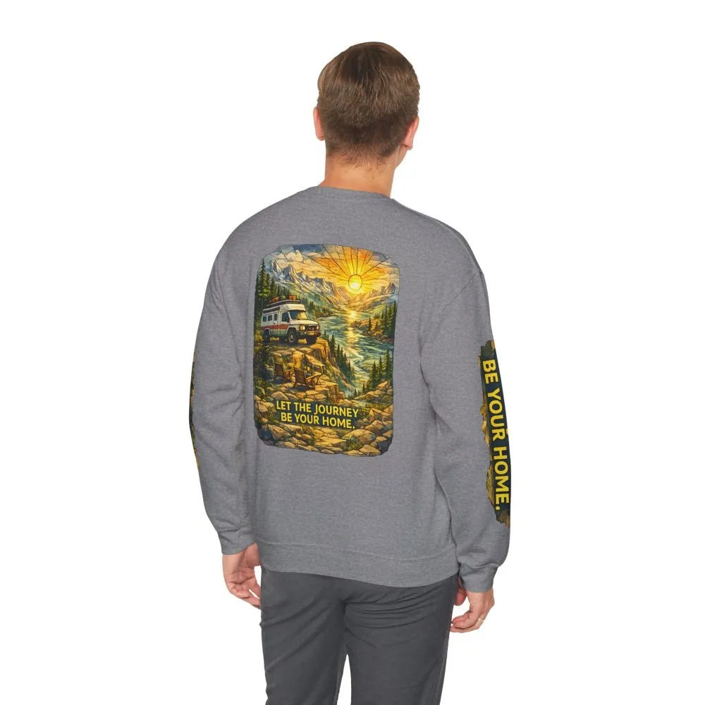 15592635566862024861_2048.jpeg Unisex Heavy Blend™ Crewneck Sweatshirt — "Let The Journey Be Your Home" Design Cubic-Line