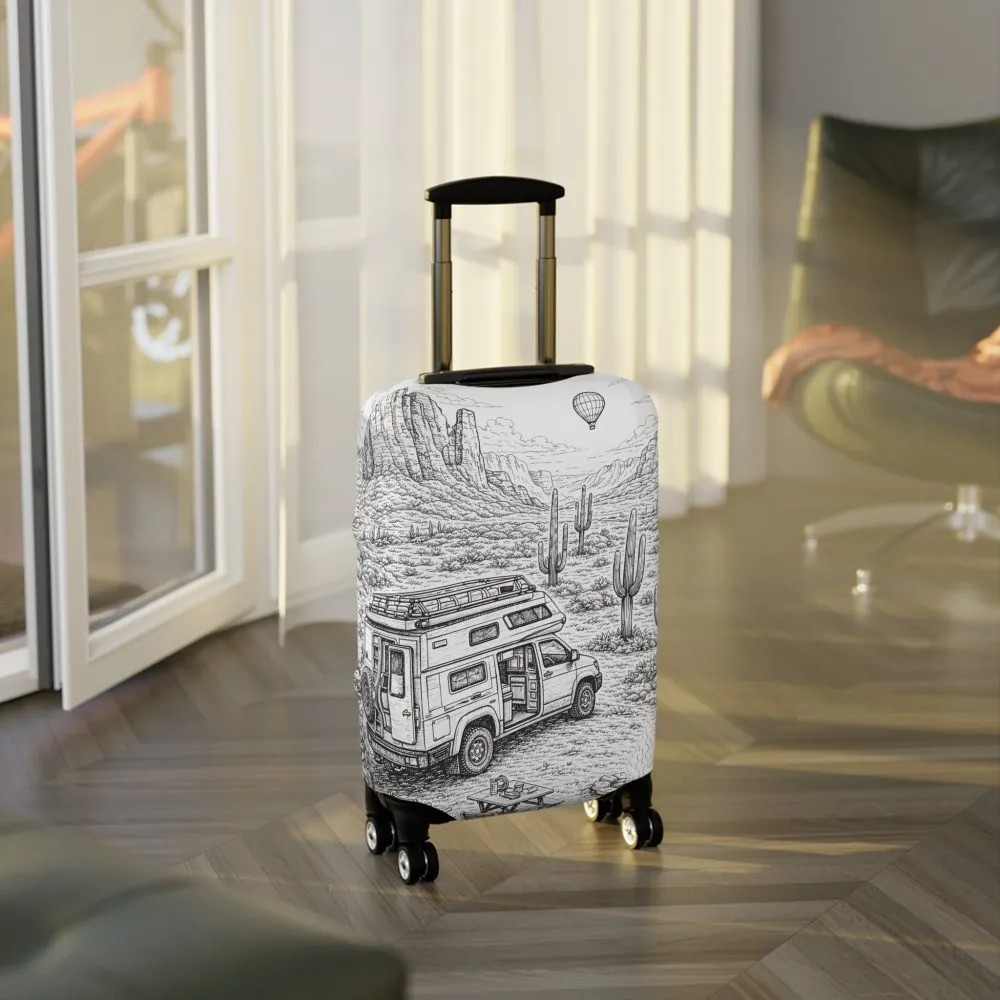 15596015485316045099_2048.jpeg Luggage Cover — Adventure Camper Sketch Travel Suitcase
