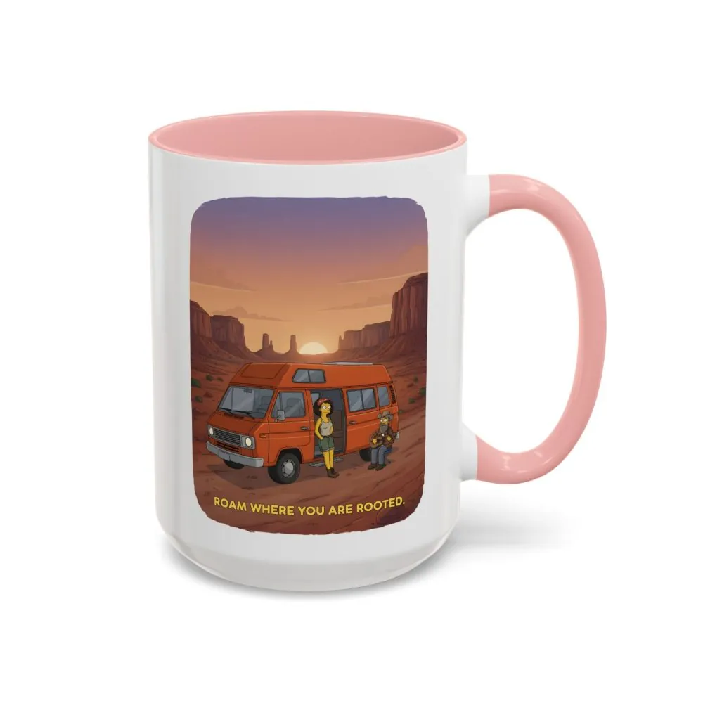 Accent Coffee Mug (11, 15oz) — "Roam Where You Are Rooted" Design Sitcom-Line