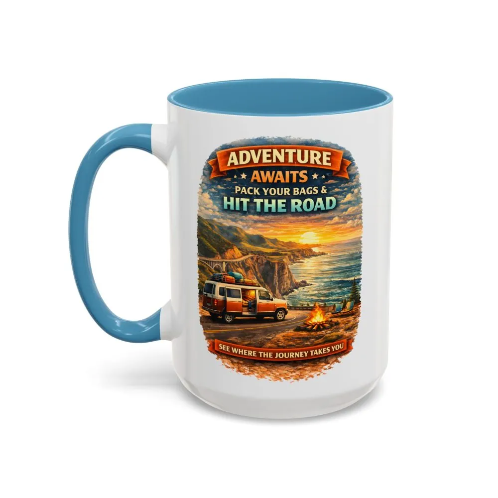 15610722073357782889_2048.jpeg Accent Coffee Mug (11, 15oz) — "Adventure Awaits-Pack Your Bags" Design Scenic-Line