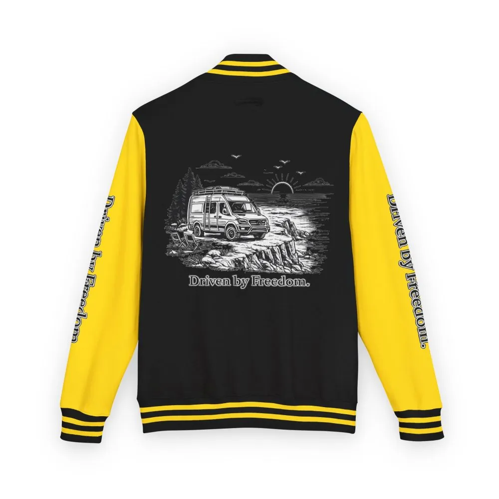 15614020932073894863_2048.jpeg Unisex Heavyweight Letterman Jacket — "Driven By freedom" Travel Varsity Coat