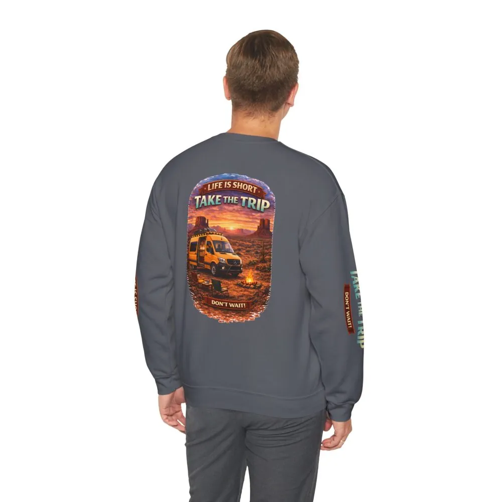 1562766823260667328_2048.jpeg Unisex Heavy Blend™ Crewneck Sweatshirt — "Live Is Short Take The Trip" Design Scenic-Line