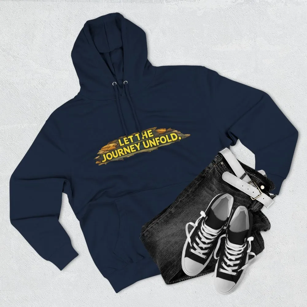 Three-Panel Fleece Hoodie - "Let The Journey Unfold" Design Cubic-Line