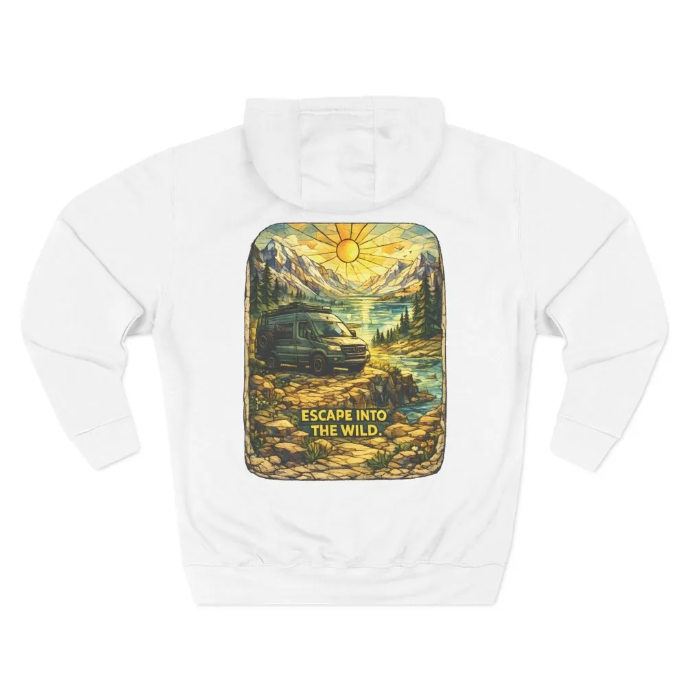 15653811681904071272_2048.jpeg Three-Panel Fleece Hoodie - "Escape Into The Wild" Design Cubic-Line