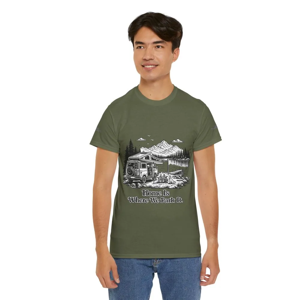 15660071865070253331_2048.jpeg Unisex Heavy Cotton Tee — "Home Is Where You Park It" Design Minimal-Line