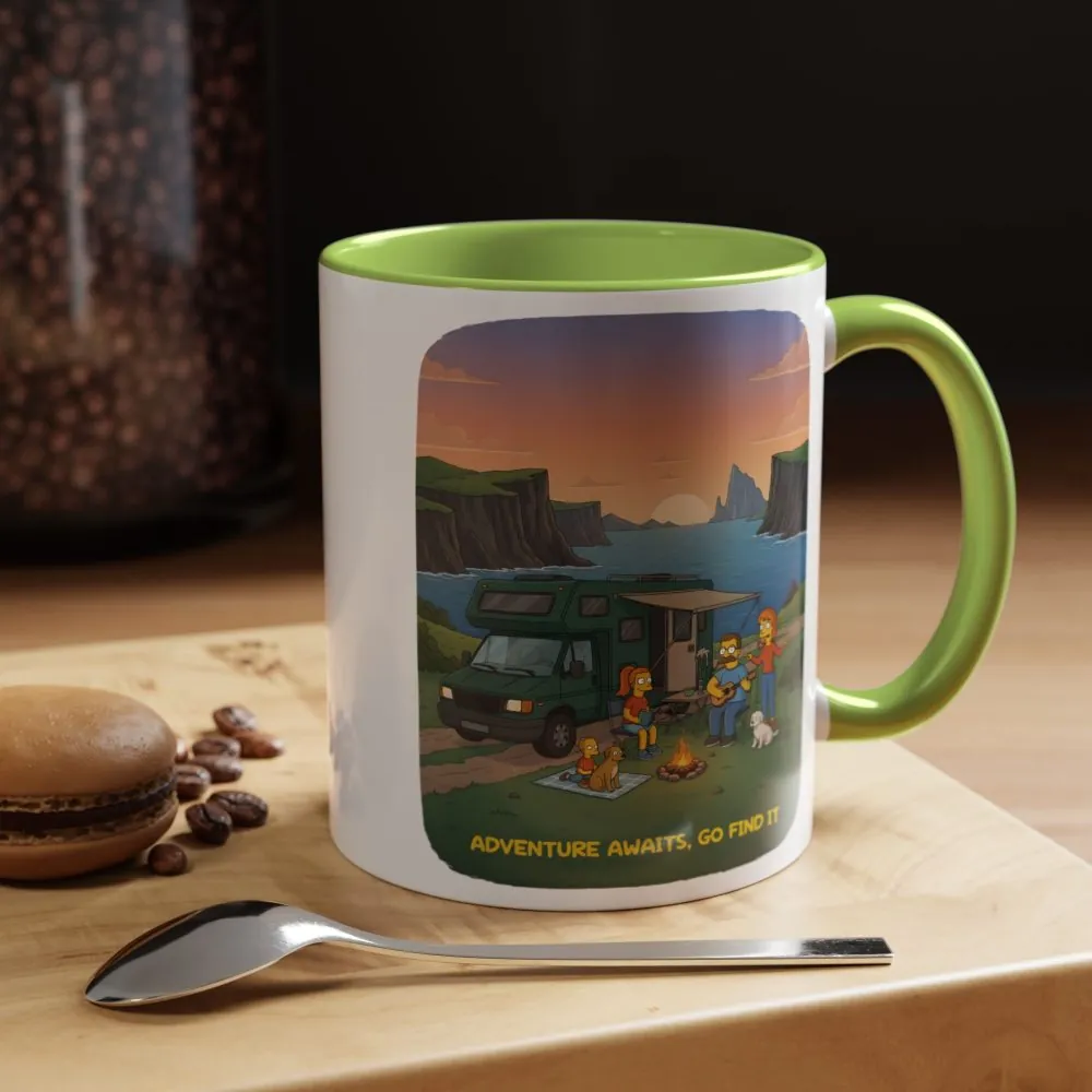 Accent Coffee Mug (11, 15oz) — "Adventure Awaits-Go Find It"" Design Sitcom-Line