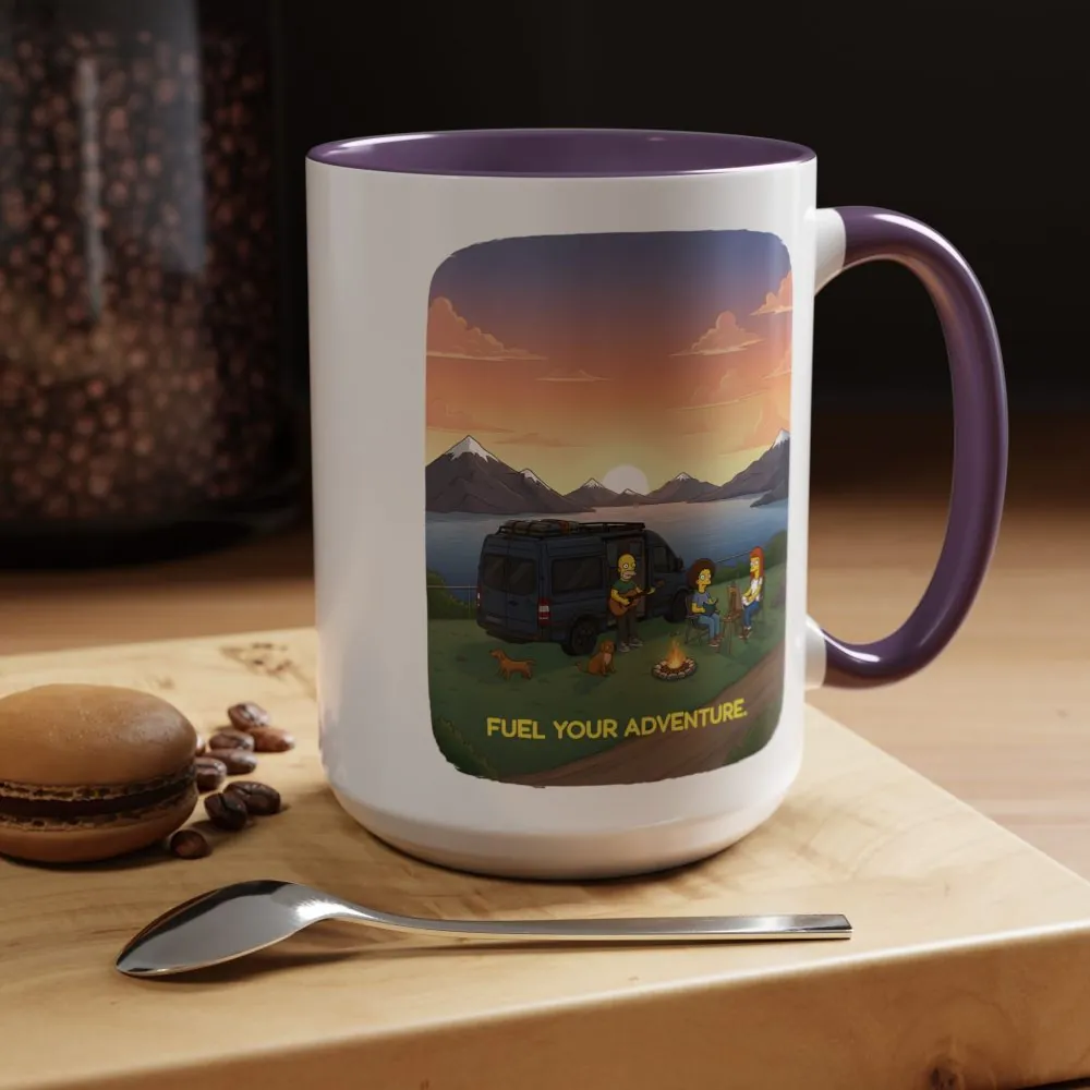 Accent Coffee Mug (11, 15oz) — "Fuel Your Adventure" Design Sitcom-Line