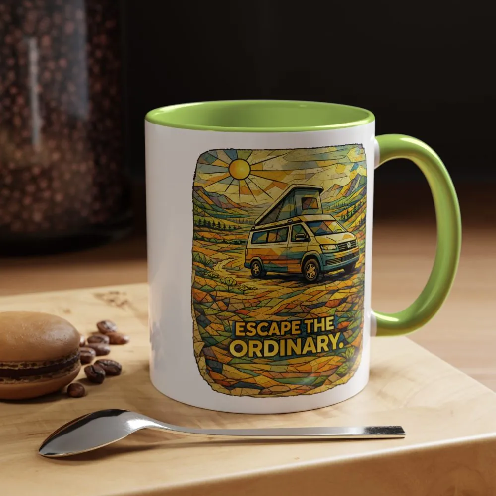 Accent Coffee Mug (11, 15oz) — "Escape The Ordinary" Design Cubic-Line
