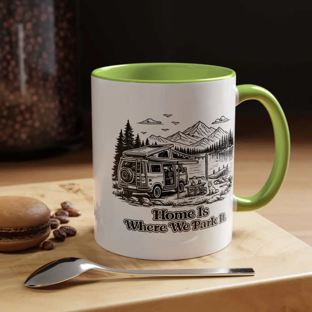 15706394520884597031_2048.jpeg Accent Coffee Mug (11, 15oz) — "Home Is Where You Park It" Design Minimal-Line