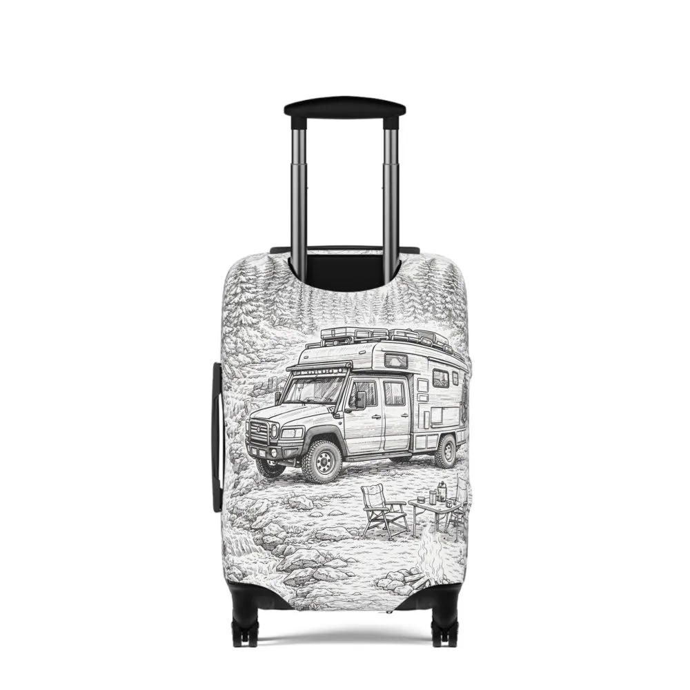 15713807181424538837_2048.jpeg Luggage Cover — Adventure Camper Sketch Travel Suitcase