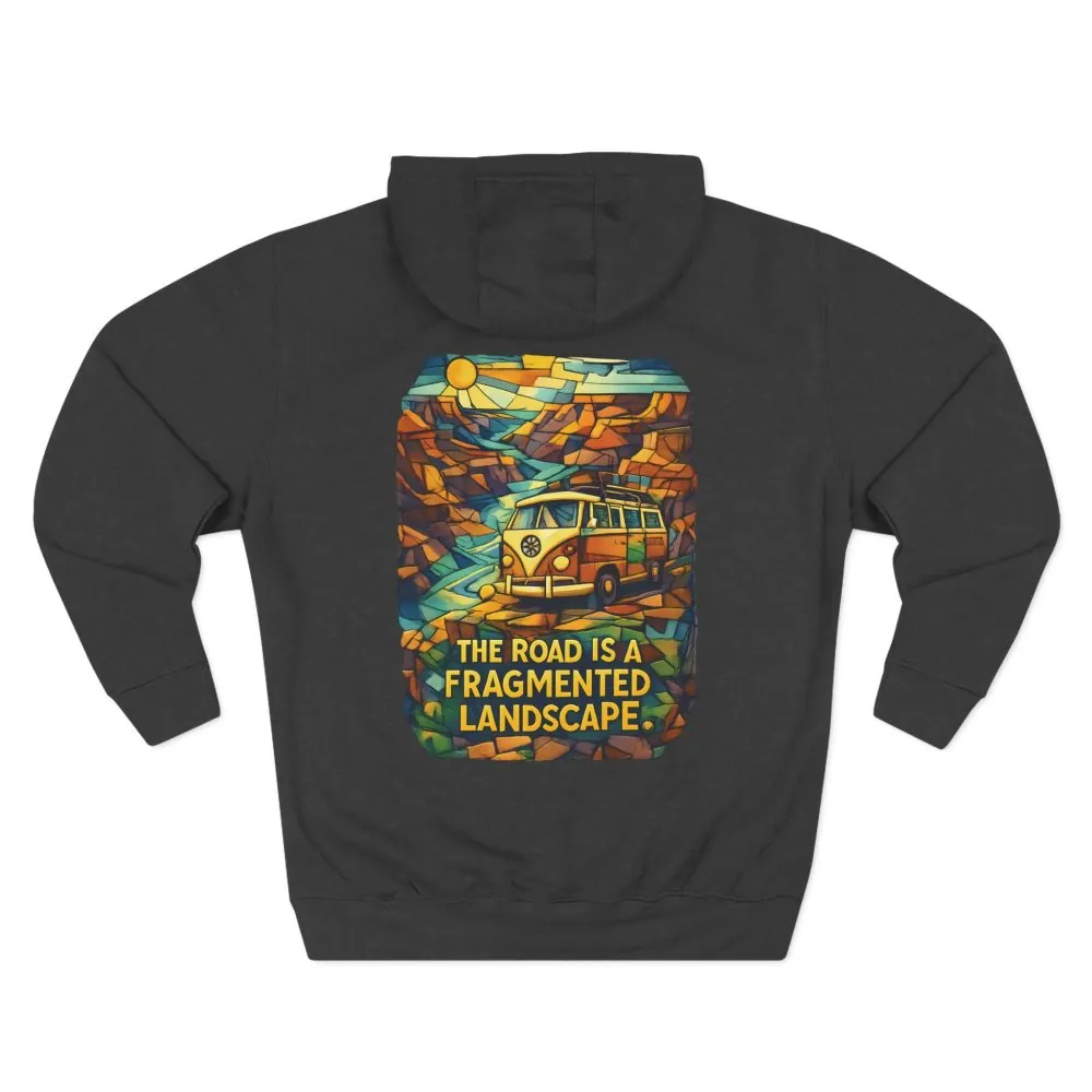 1572078522507012457_2048.jpeg Three-Panel Fleece Hoodie - "The Road Is A Fragmented Landscape" Design Cubic-Line