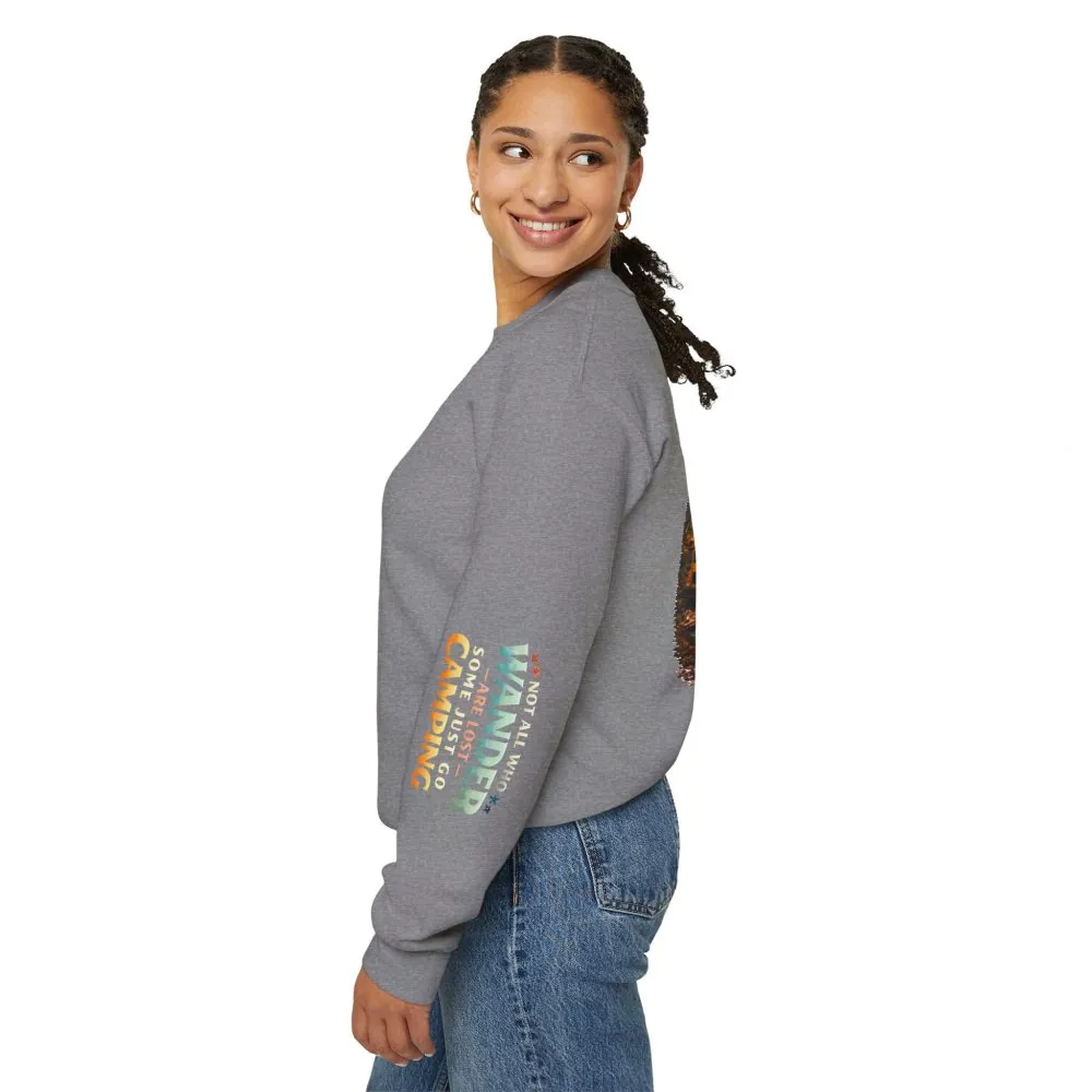 Unisex Heavy Blend™ Crewneck Sweatshirt — "Not All Who Wander Are Lost" Design Scenic-Line