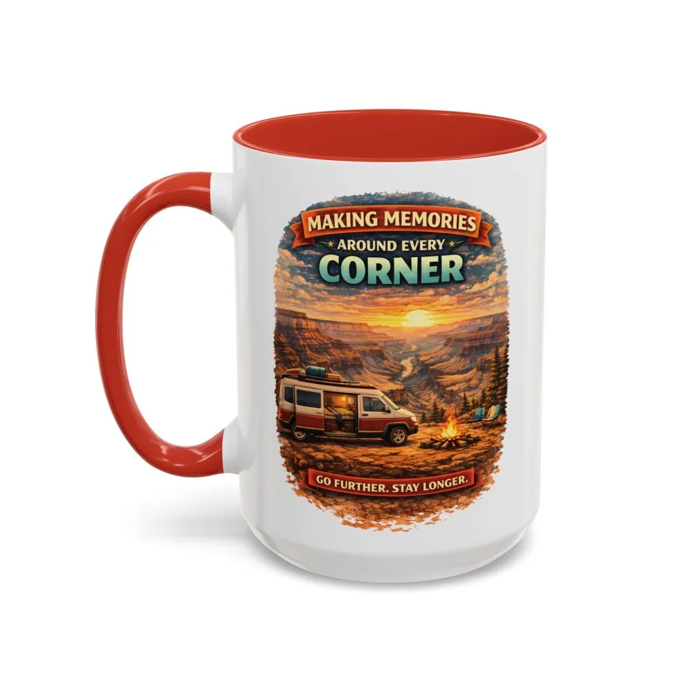 Accent Coffee Mug (11, 15oz) — "Making Memories Around Every Corner" Design Scenic-Line