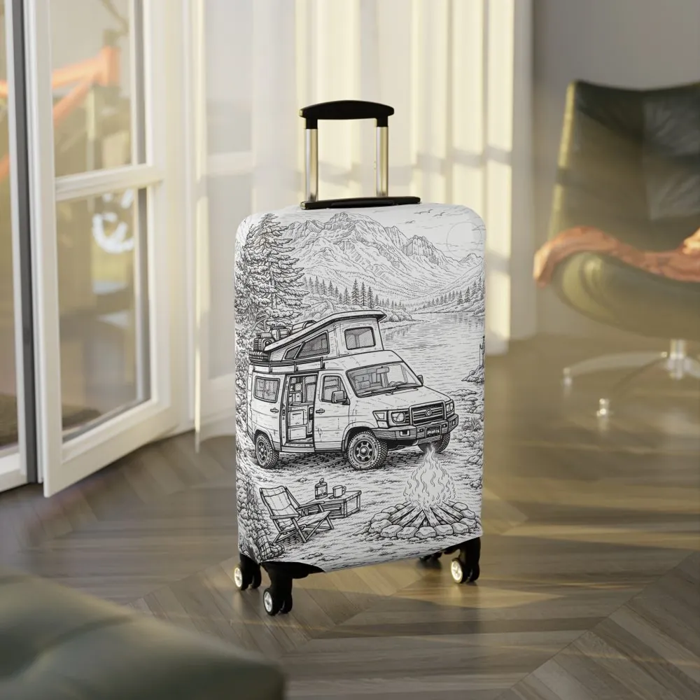 15735669582227150501_2048.jpeg Luggage Cover — Adventure Camper Sketch Travel Suitcase