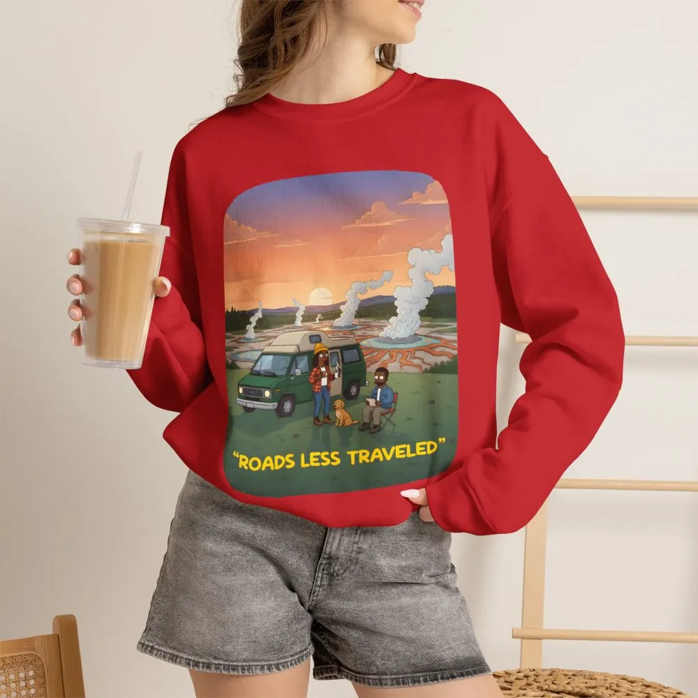 Unisex Heavy Blend™ Crewneck Sweatshirt — "Roads Less Traveled" Design Sitcom-Line