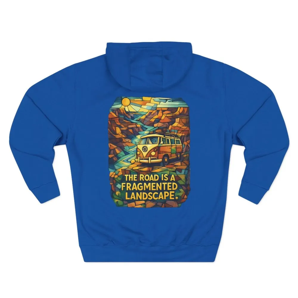 15748997347846829453_2048.jpeg Three-Panel Fleece Hoodie - "The Road Is A Fragmented Landscape" Design Cubic-Line