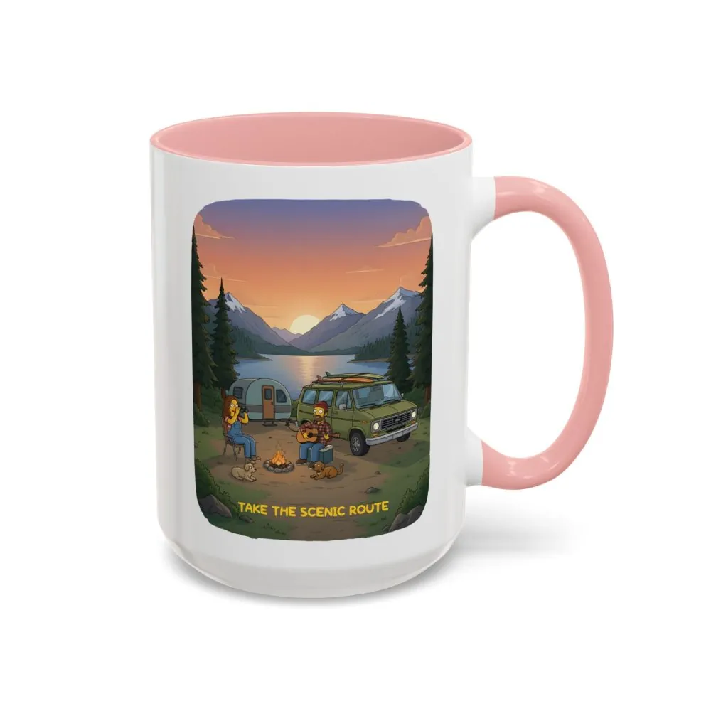Accent Coffee Mug (11, 15oz) — "Take The Scenic Route" Design Sitcom-Line