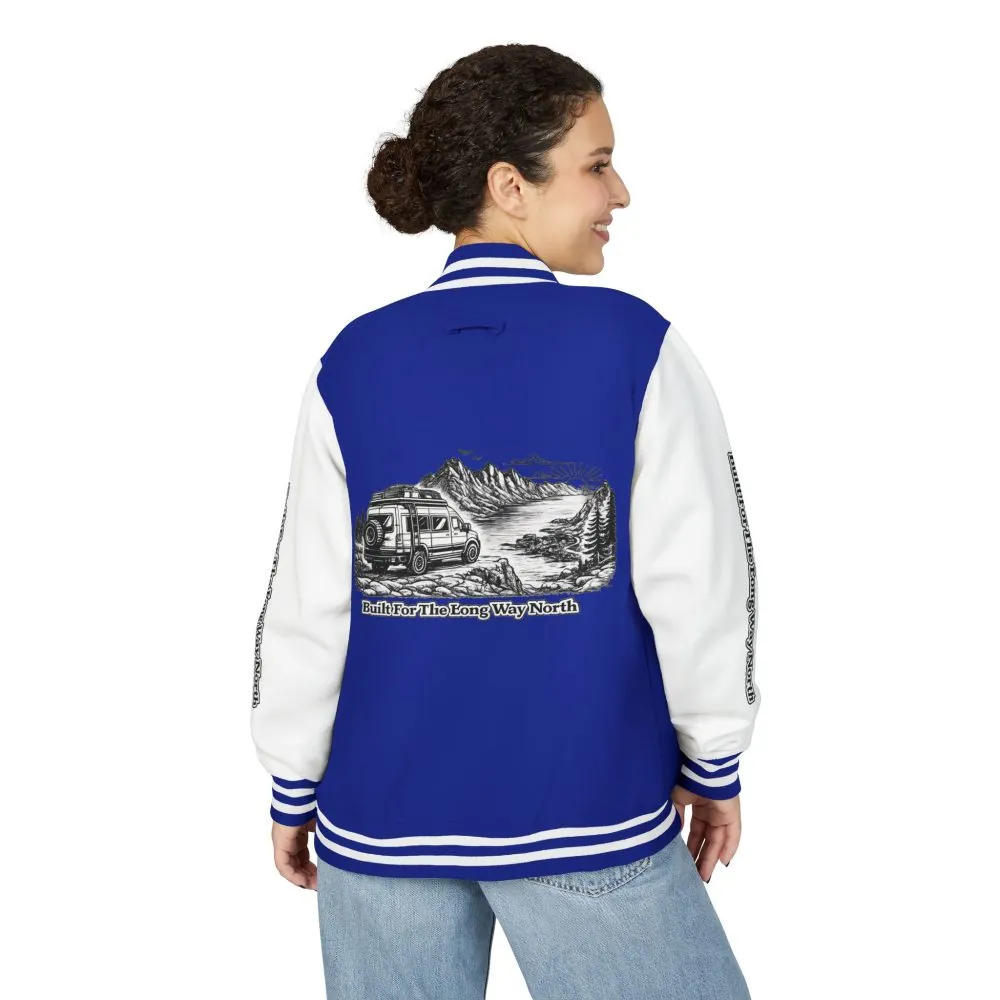 15762652456248879553_2048.jpeg Unisex Heavyweight Letterman Jacket — "Built For The Long Way North" Travel Varsity Coat