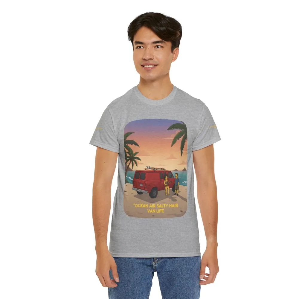15766031387029059908_2048.jpeg Unisex Heavy Cotton Tee — "Ocean Air Salty Hair Van Life" Design Sitcom-Line