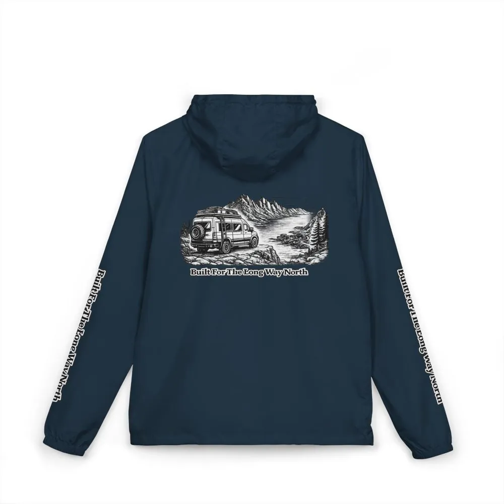 15778138932833361616_2048.jpeg Unisex Full-Zip Windbreaker Jacket — "Built For The Long Way North" (Design "Minimal-Line")