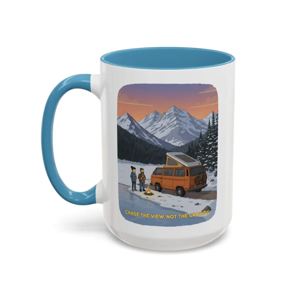 Accent Coffee Mug (11, 15oz) — "Chase The Views-Not The Crowds"" Design Sitcom-Line