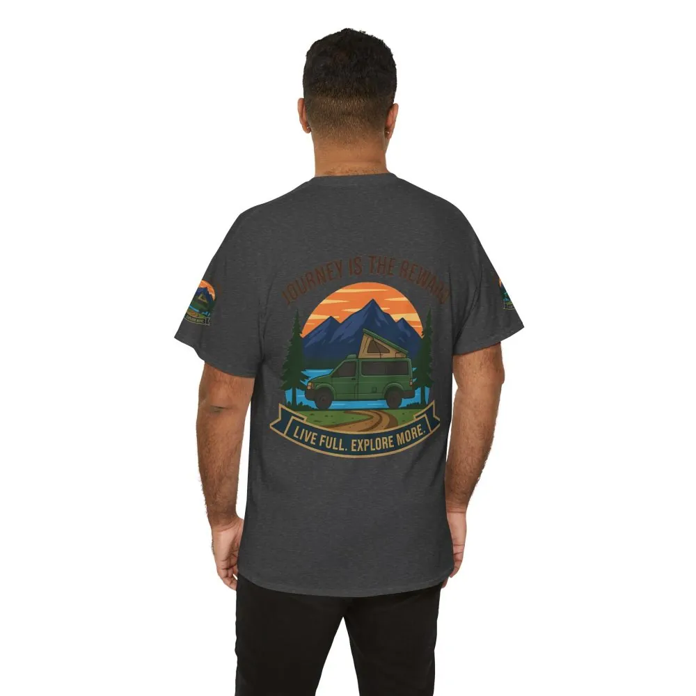 15803427221091214159_2048.jpeg Unisex Heavy Cotton Tee — "Journey Is The Reward Tee" Adventure Camper Van Graphic T-Shirt