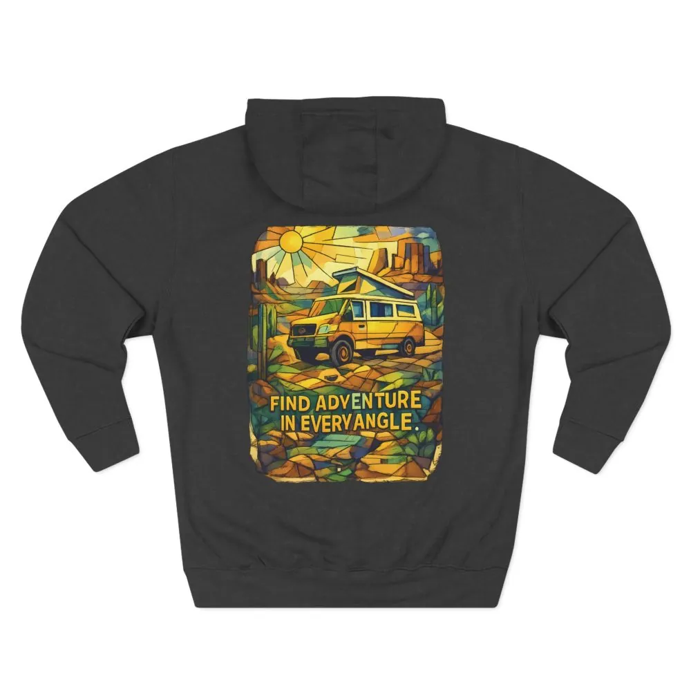 15828765039781567837_2048.jpeg Three-Panel Fleece Hoodie - "Find Adventure In Every Corner" Design Cubic-Line