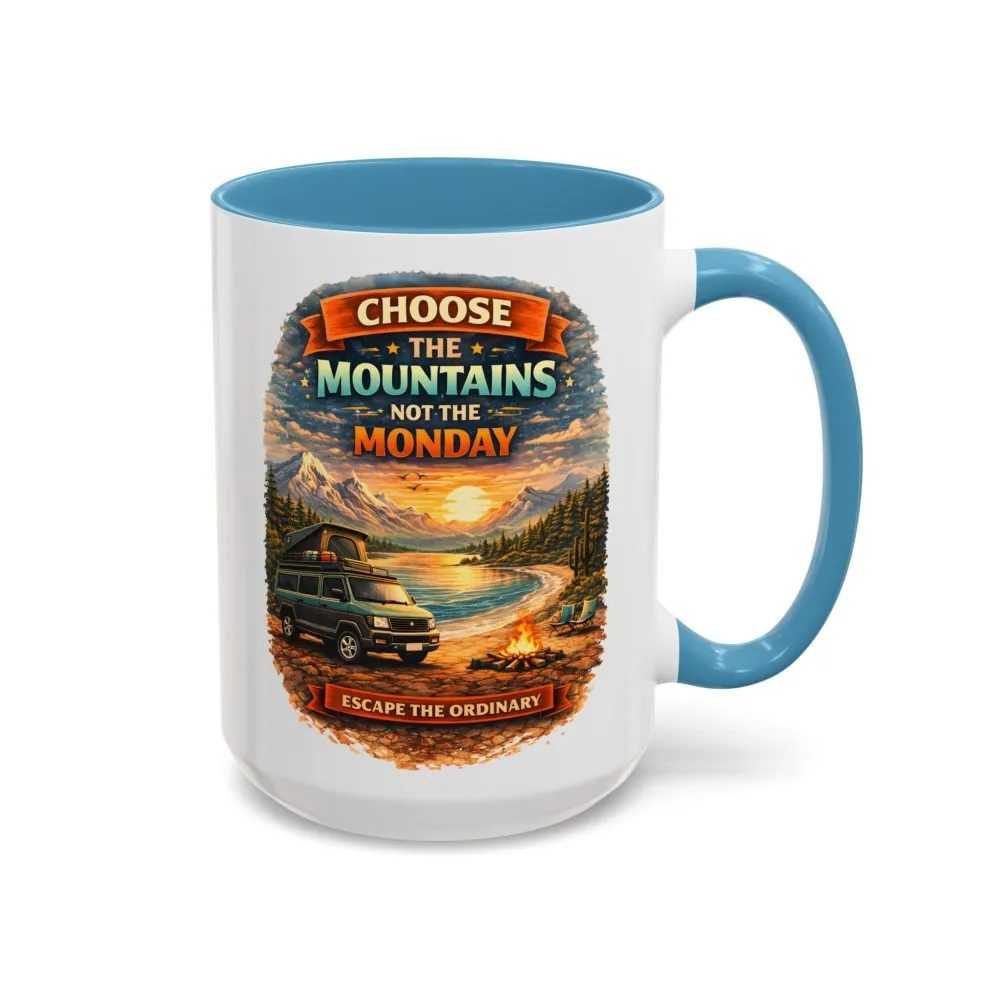 Accent Coffee Mug (11, 15oz) — "Choose The Mountens" Design Scenic-Line