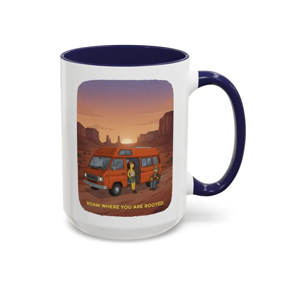Accent Coffee Mug (11, 15oz) — "Roam Where You Are Rooted" Design Sitcom-Line