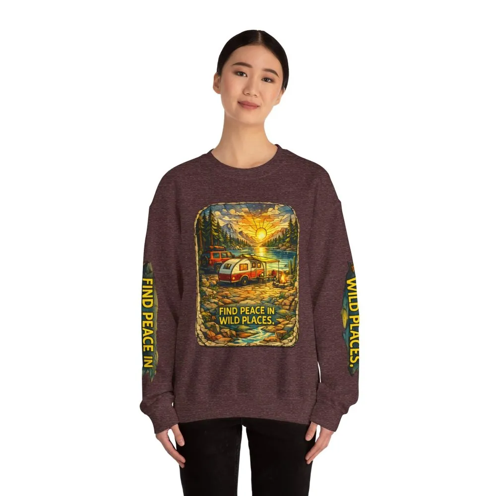 15854231091550563896_2048.jpeg Unisex Heavy Blend™ Crewneck Sweatshirt — "Find Peace In Wild Places" Design Cubic-Line