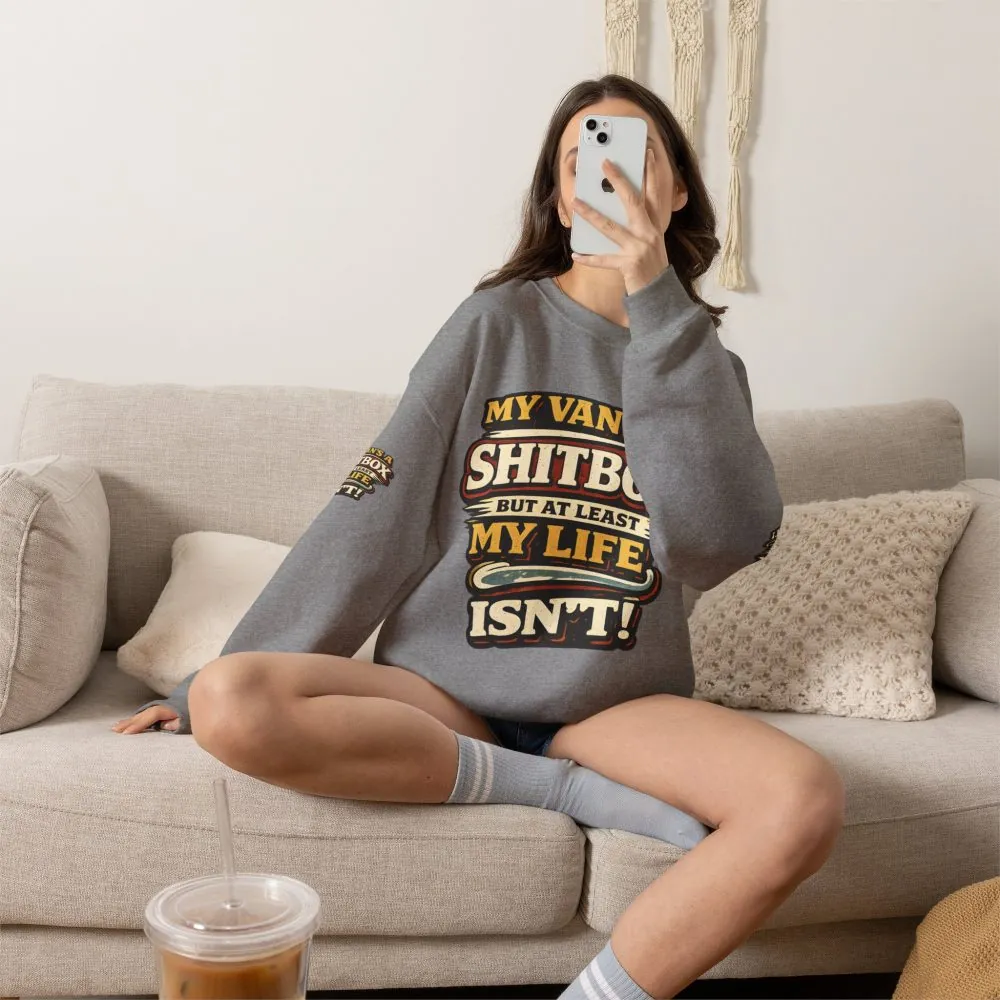 Unisex Heavy Blend™ Crewneck Sweatshirt — "My Van`s A Shitbox" Design F**K-Line