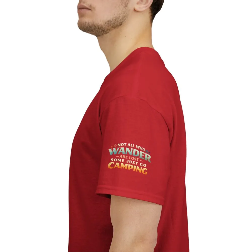 Unisex Heavy Cotton Tee — "Not All Who Wander Are Lost" Design Scenic-Line
